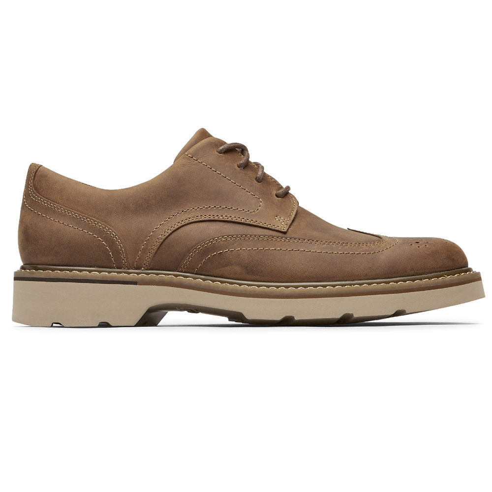 Tenis Rockport Homem Caqui - Charlee Waterproof Wingtip - 93125JYGM